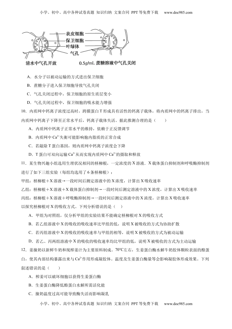 高考生物复习  必修1 模板检测卷（原卷版）.docx