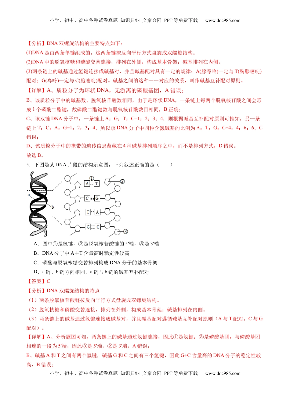 高考生物复习  第六单元 遗传的物质基础（测试）（解析版）.docx