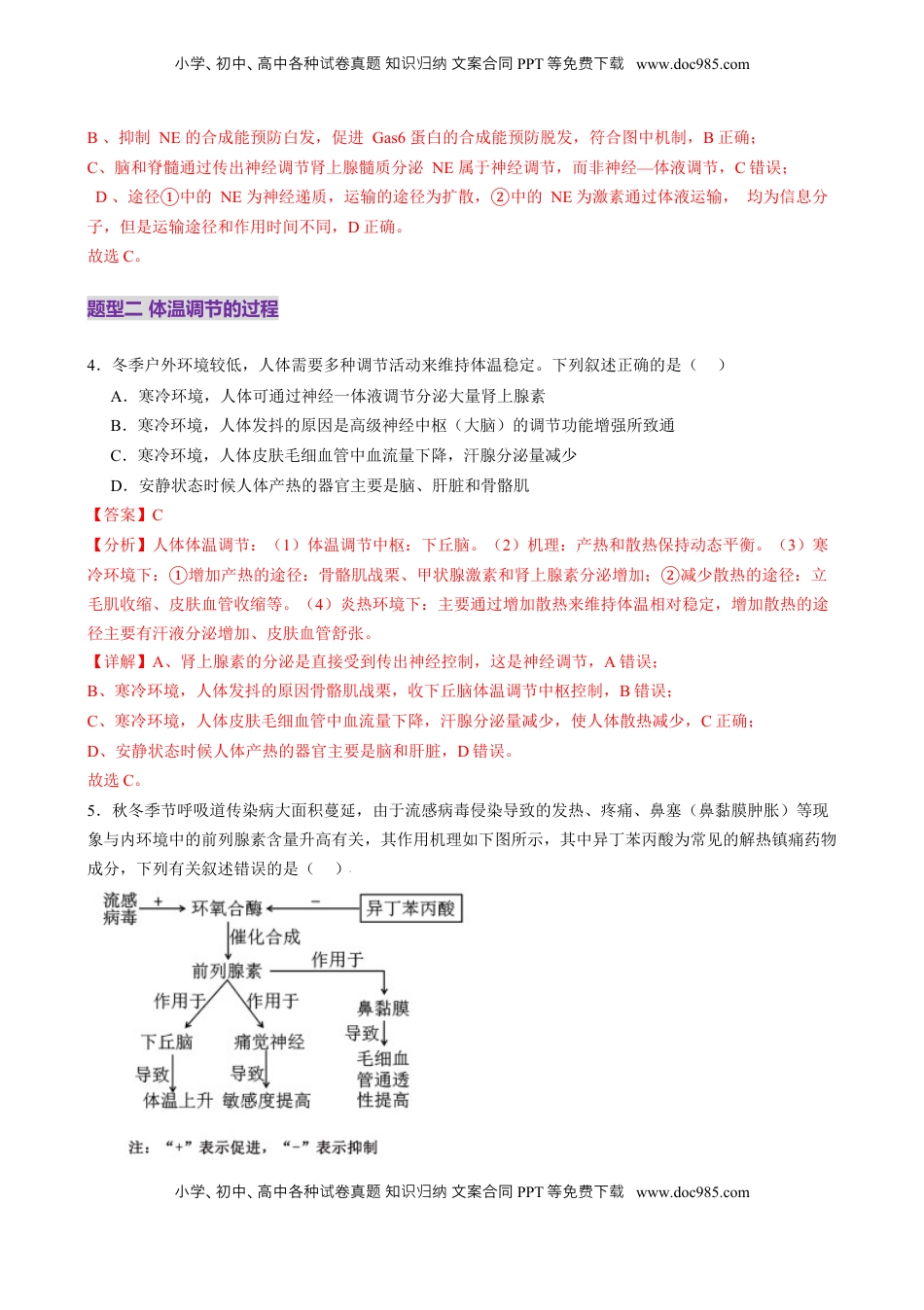高考生物复习  第27讲 体液调节与神经调节的关系（练习）（解析版）.docx