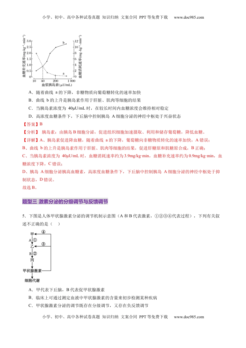 高考生物复习  第26讲  体液调节（练习）（解析版）.docx