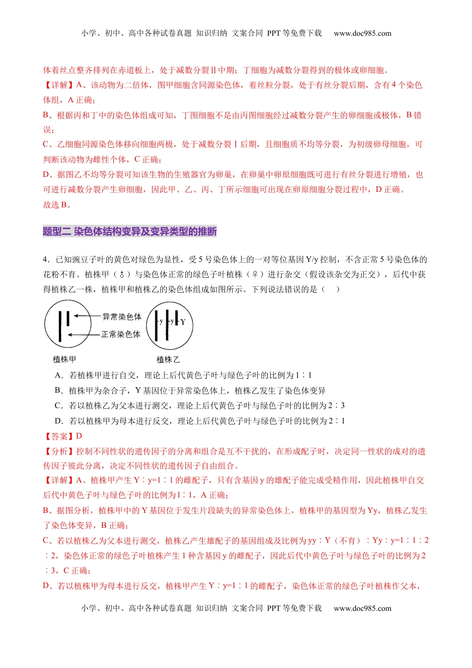 高考生物复习  第22讲 生物的变异（第二课时，染色体变异）（练习）（解析版）.docx