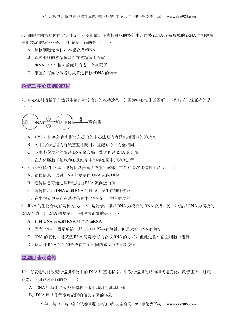 高考生物复习  第21讲 基因的表达、基因与性状的关系（练习）（原卷版）.docx