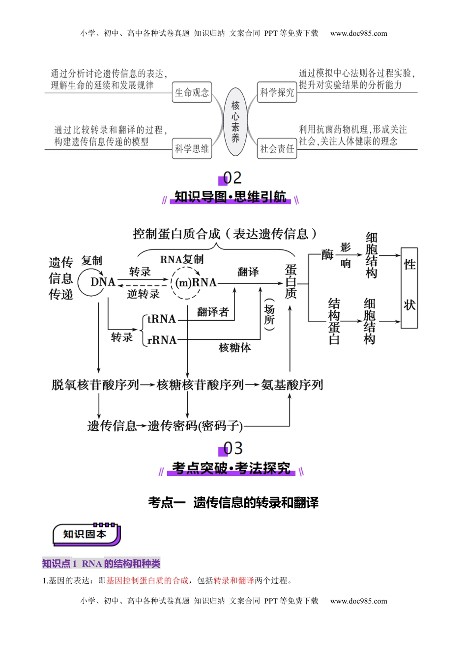 高考生物复习  第21讲 基因的表达、基因与性状的关系（讲义）（原卷版）.docx