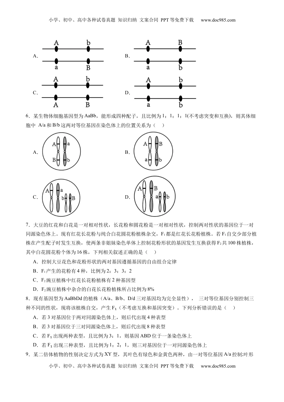 高考生物复习  第16讲 自由组合定律（第二课时）（练习）（原卷版）.docx