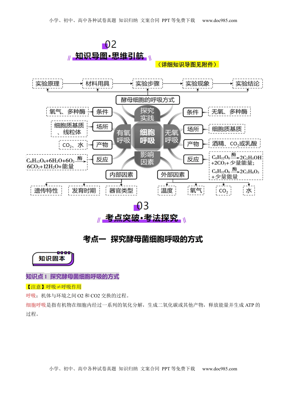 高考生物复习  第09讲 细胞呼吸（讲义）（原卷版）.docx