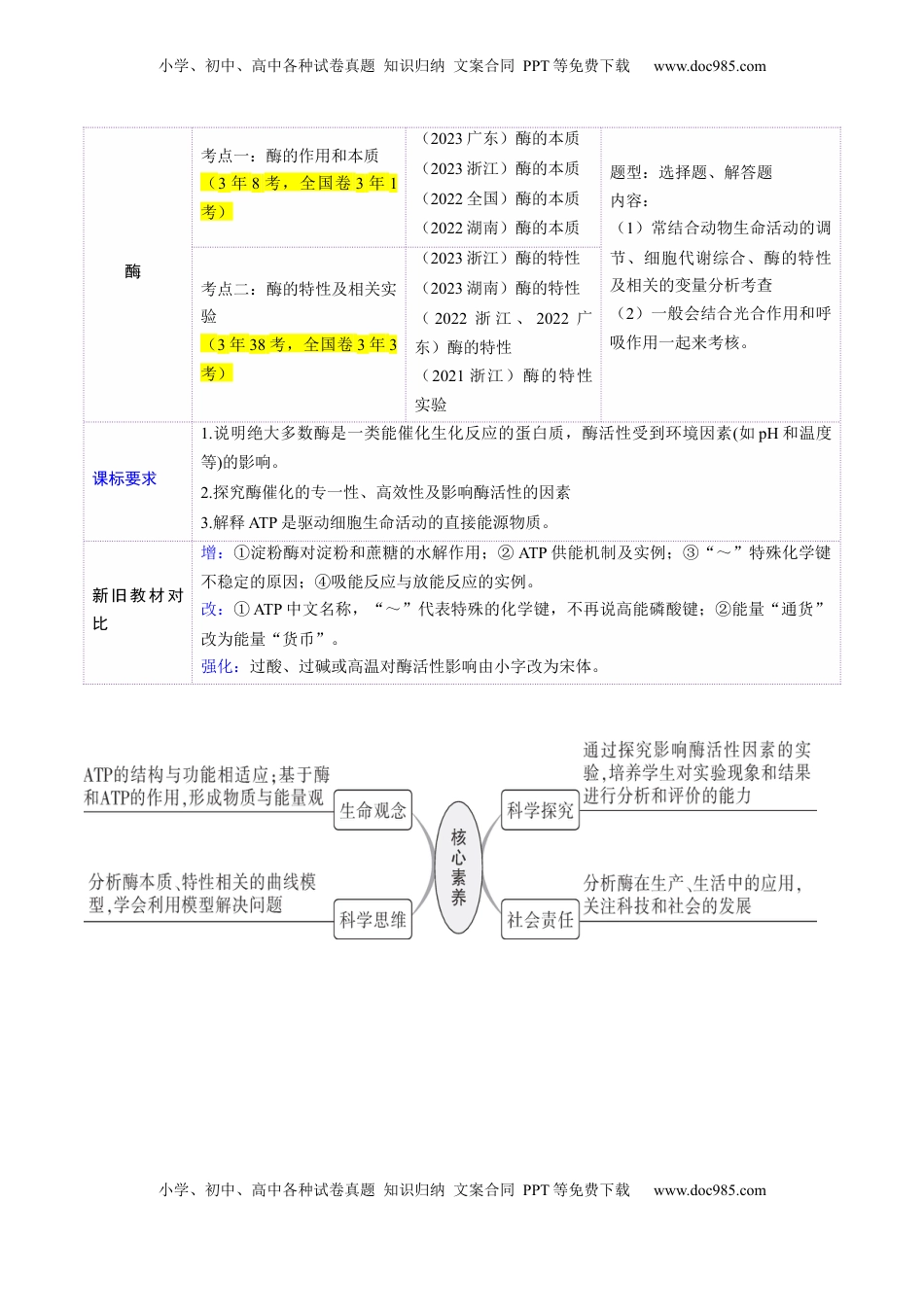 高考生物复习  第08讲 酶和ATP（第一课时）（讲义）（原卷版）.docx