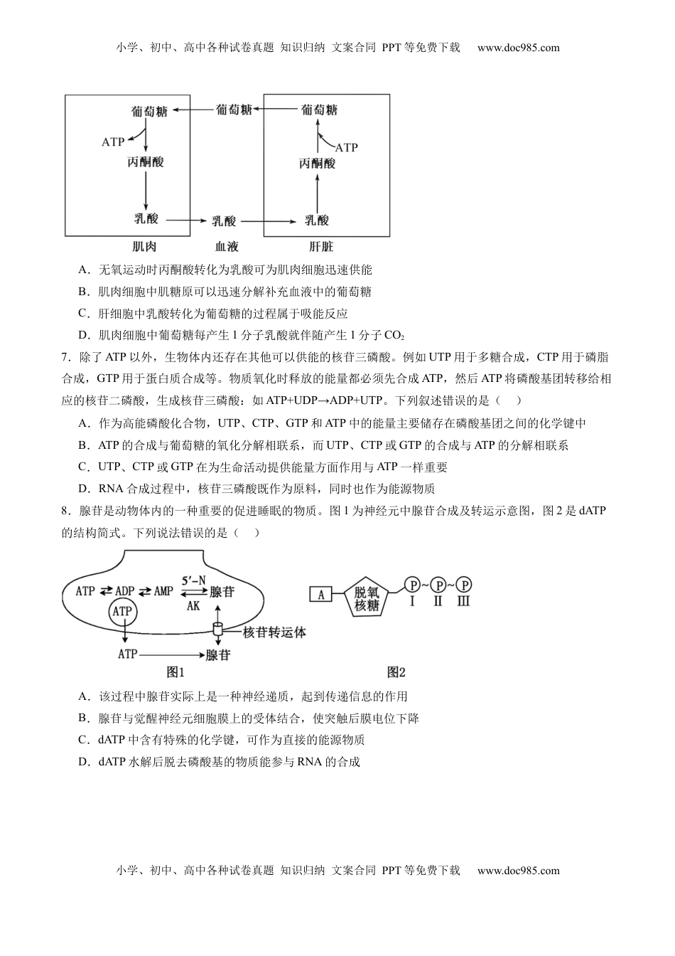 高考生物复习  第08讲 酶和ATP（第二课时）（练习）（原卷版）.docx