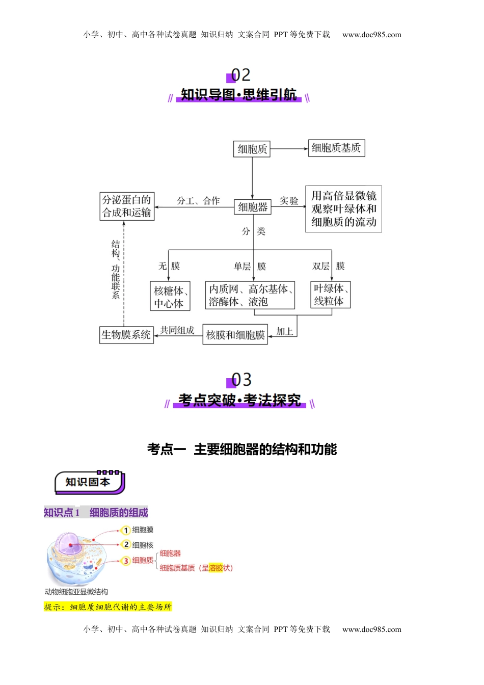 高考生物复习  第06讲 细胞器和生物膜系统（讲义）（原卷版）.docx