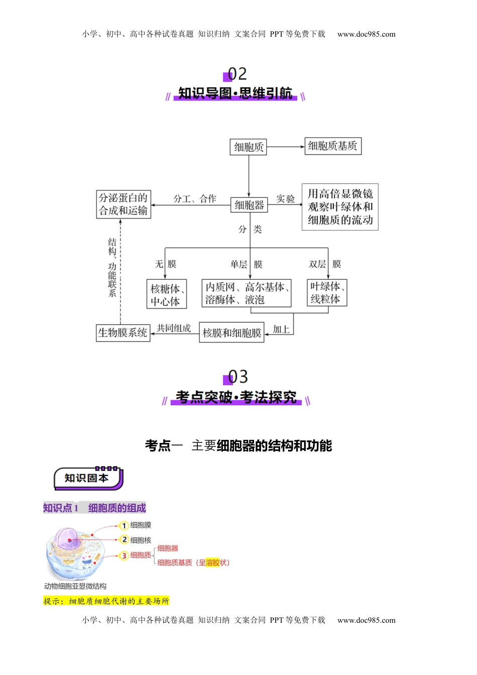 高考生物复习  第06讲 细胞器和生物膜系统（讲义）（解析版）.docx