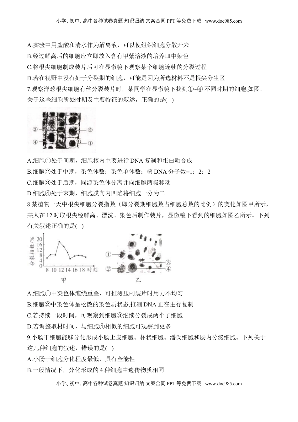 高考生物复习  专题五 细胞的生命历程——2025届高考生物考点剖析（含解析）.docx