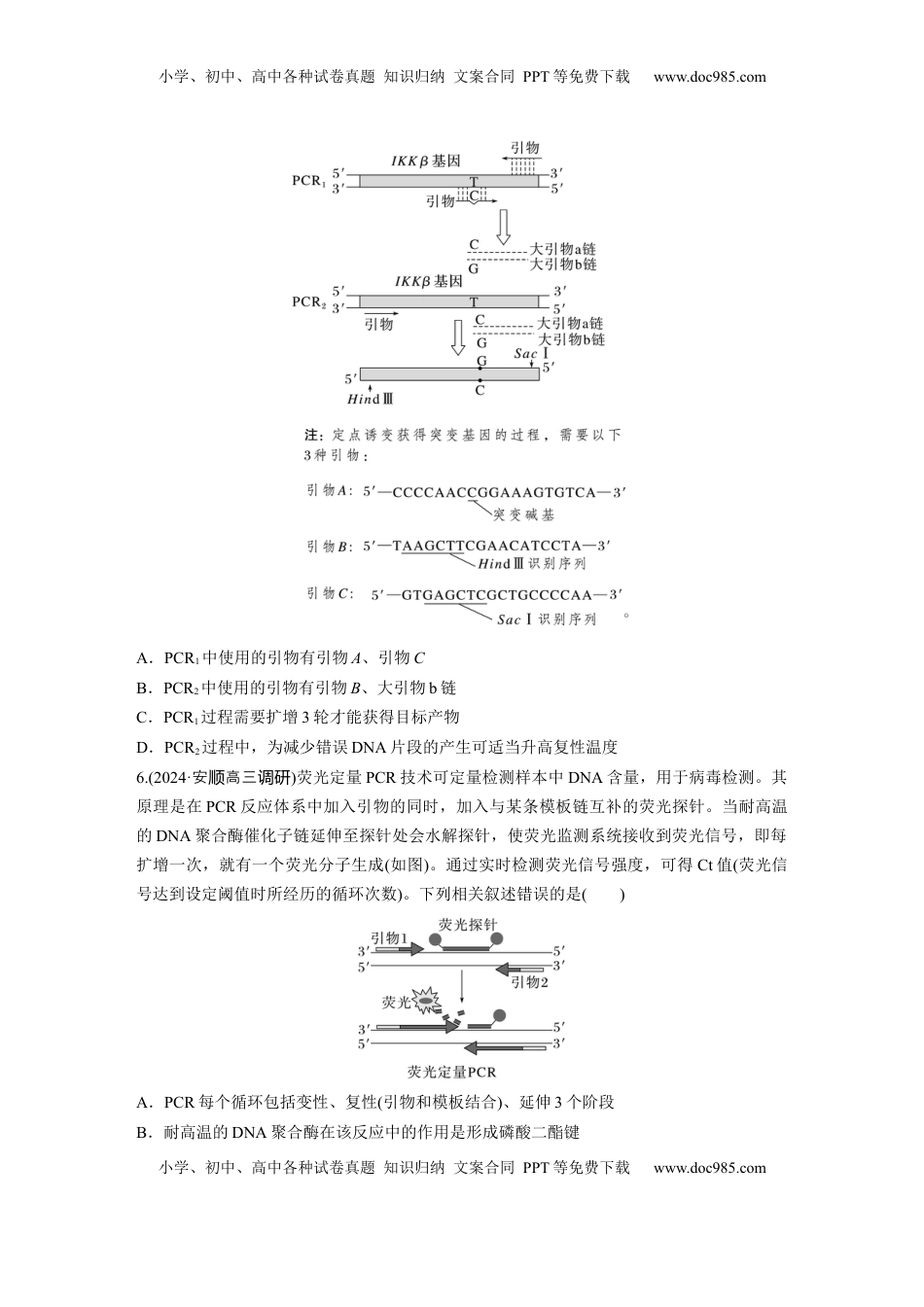 高考生物复习  第十单元　专题突破10　综合PCR的基因工程问题.docx