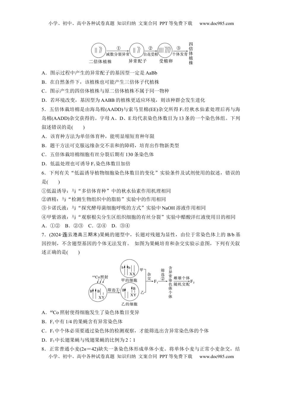 高考生物复习  第七单元　课时练34　染色体变异.docx