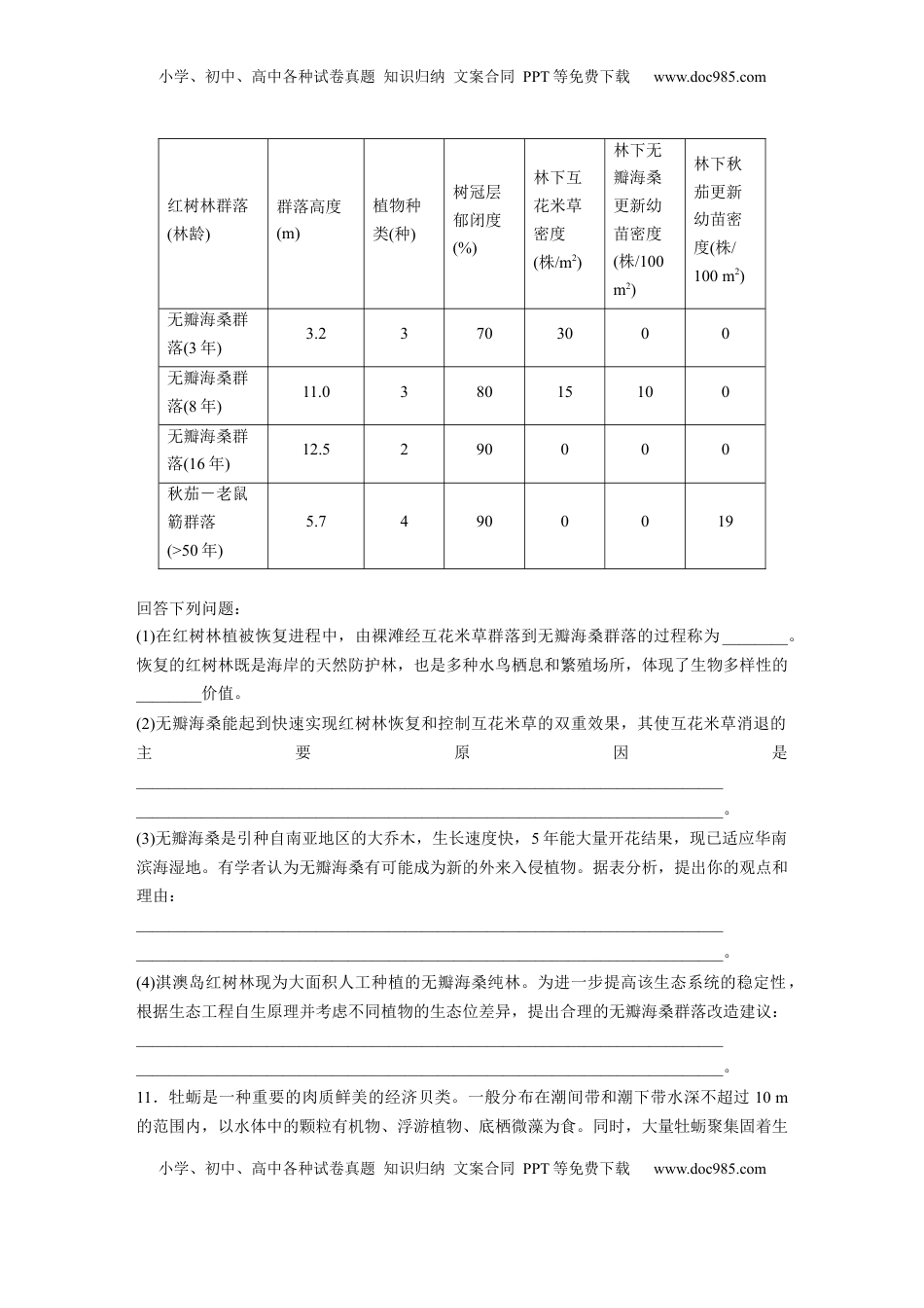 高考生物复习  第九单元　课时练55　人与环境.docx