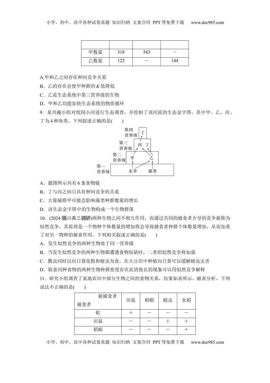 高考生物复习  第九单元　课时练51　生态系统的结构.docx
