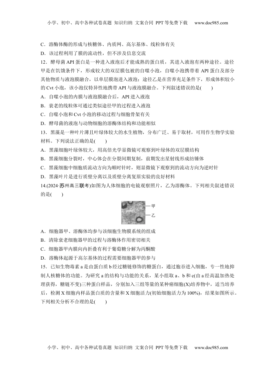 高考生物复习  第二单元　课时练7  细胞器之间的分工.docx