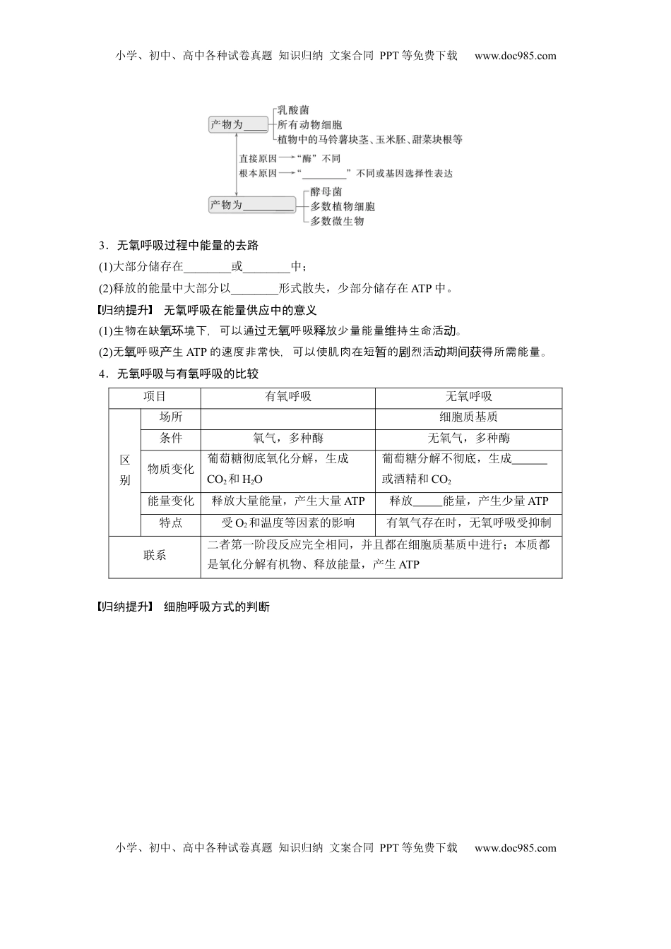 高考生物复习  第三单元　第14课时　无氧呼吸、细胞呼吸的影响因素及其应用.docx