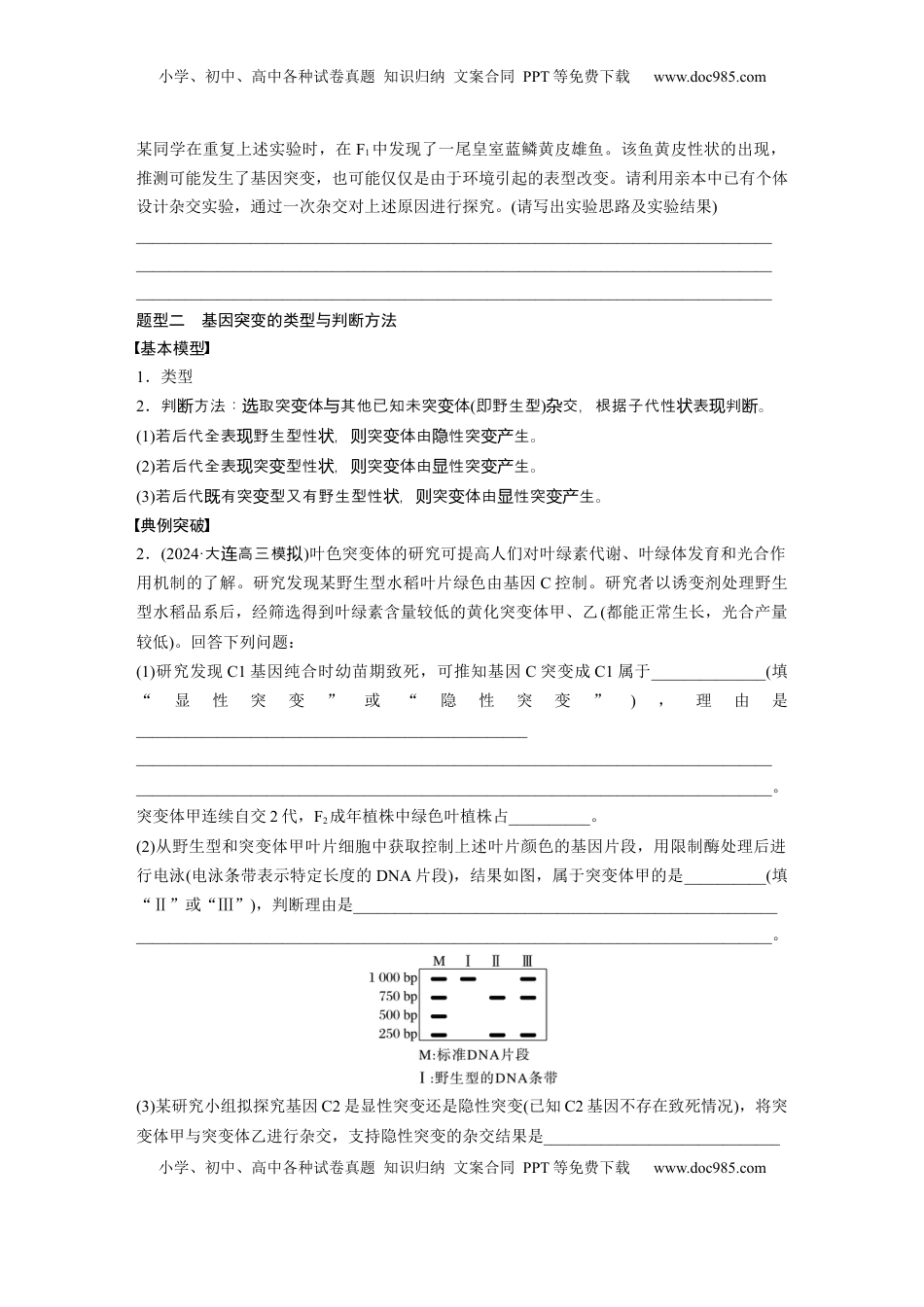 高考生物复习  第七单元　专题突破9　聚焦变异热点题型 (1).docx