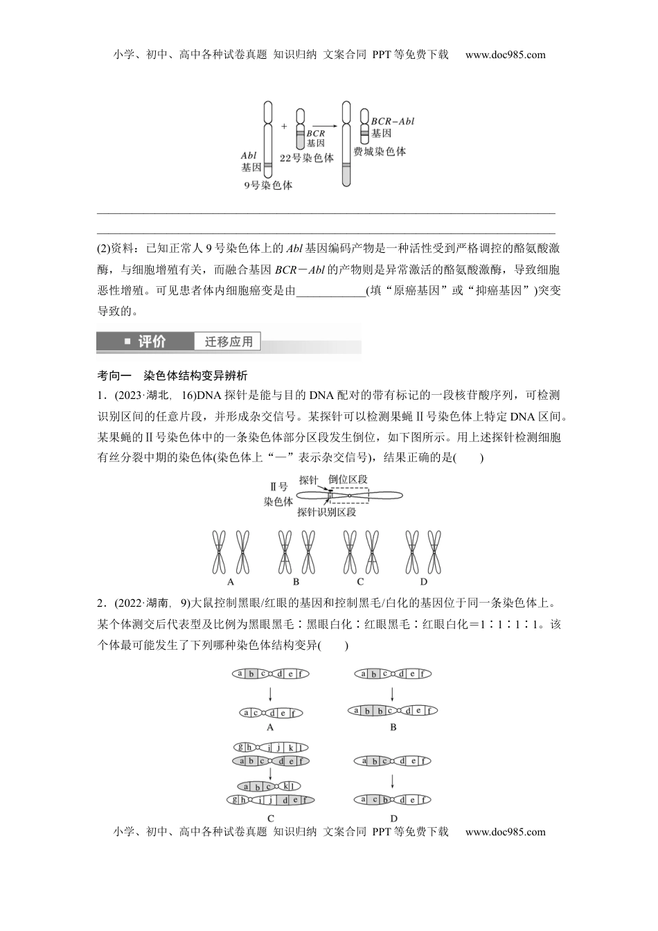 高考生物复习  第七单元　第34课时　染色体变异.docx
