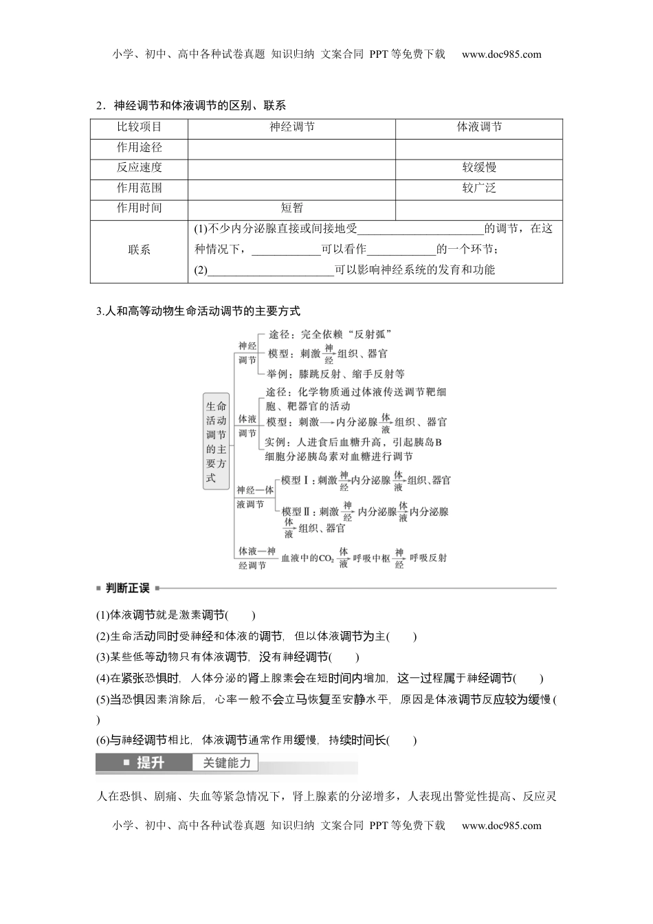 高考生物复习  第八单元　第41课时　体液调节与神经调节的关系.docx