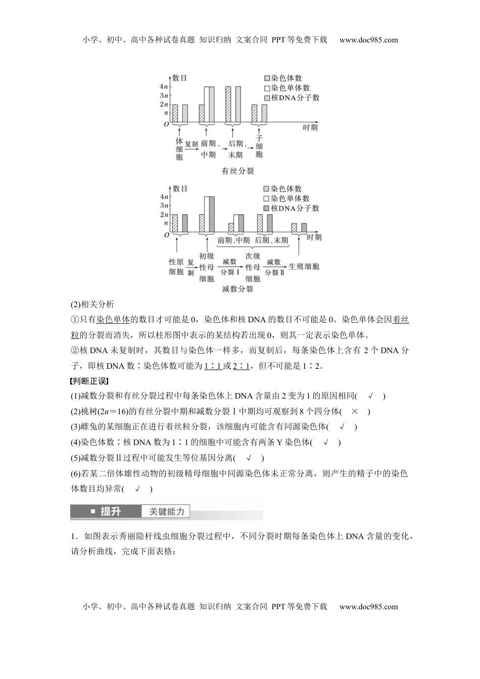 高考生物复习  第四单元　第22课时　减数分裂与有丝分裂的比较及观察蝗虫精母细胞减数分裂装片 (1).docx