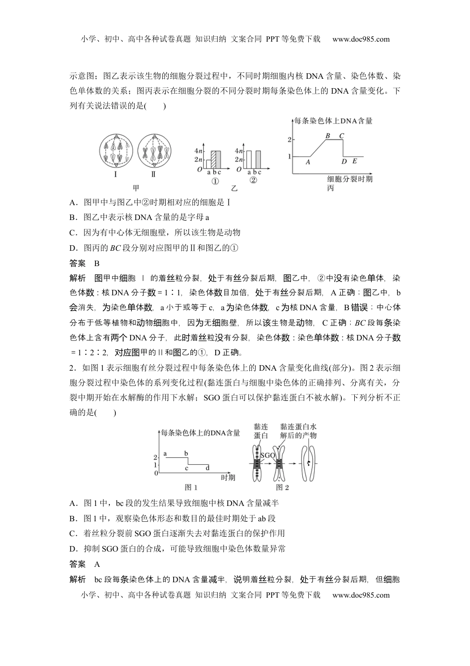 高考生物复习  第四单元　第20课时　有丝分裂过程中相关变化及观察实验 (1).docx