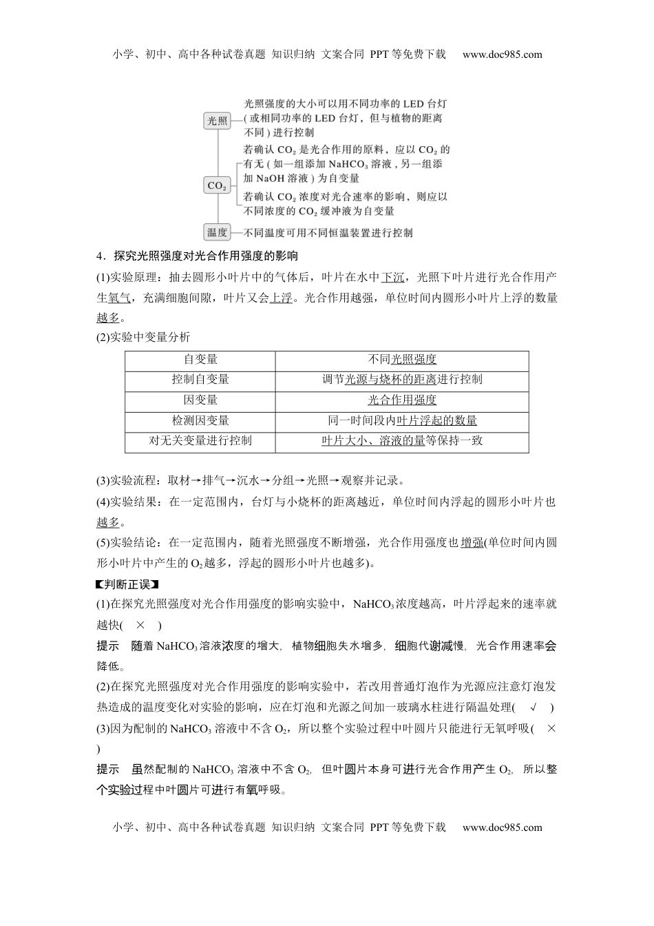 高考生物复习  第三单元　第17课时　光合作用的影响因素及其应用 (1).docx