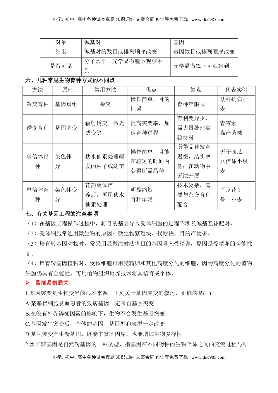 高考生物复习  （13）生物的变异与育种——2025届高考生物二轮复习易错重难提升学案（含解析）.docx