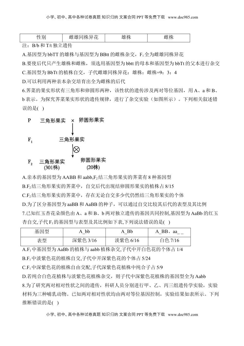 高考生物复习  （11）基因的自由组合定律——2025届高考生物二轮复习易错重难提升（含解析）.docx