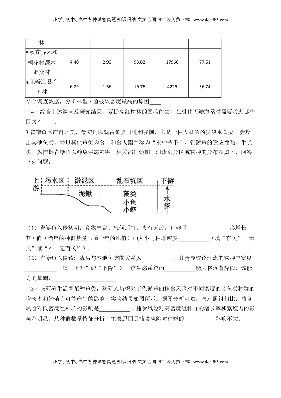 高考生物复习  专题11 生物与环境（非选择题）——2025届高考生物学模块分练【新高考版】（含解析）.docx