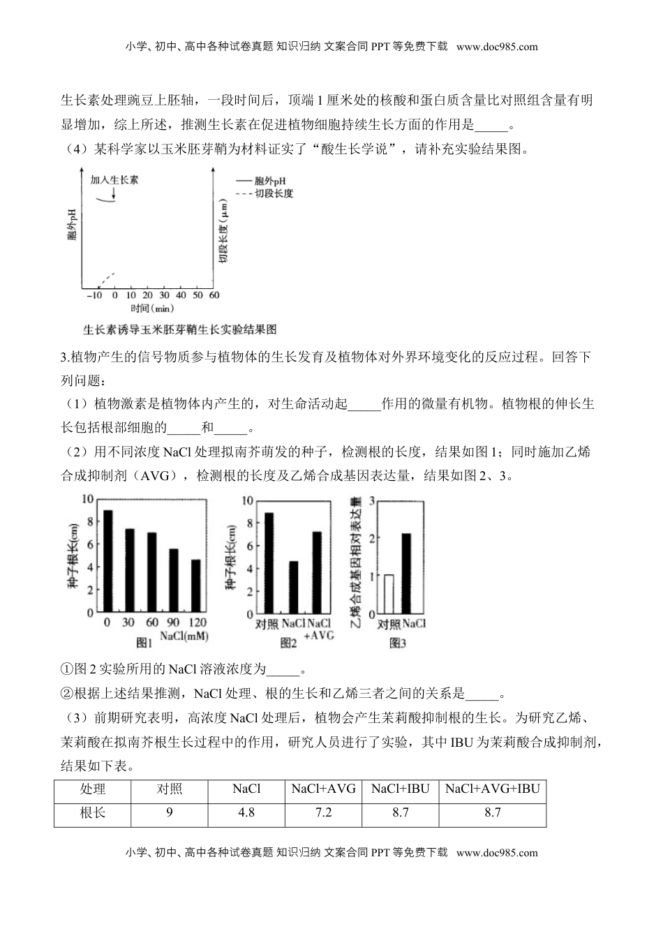 高考生物复习  专题10 植物生命活动的调节（非选择题）——2025届高考生物学模块分练【新高考版】（含解析）.docx