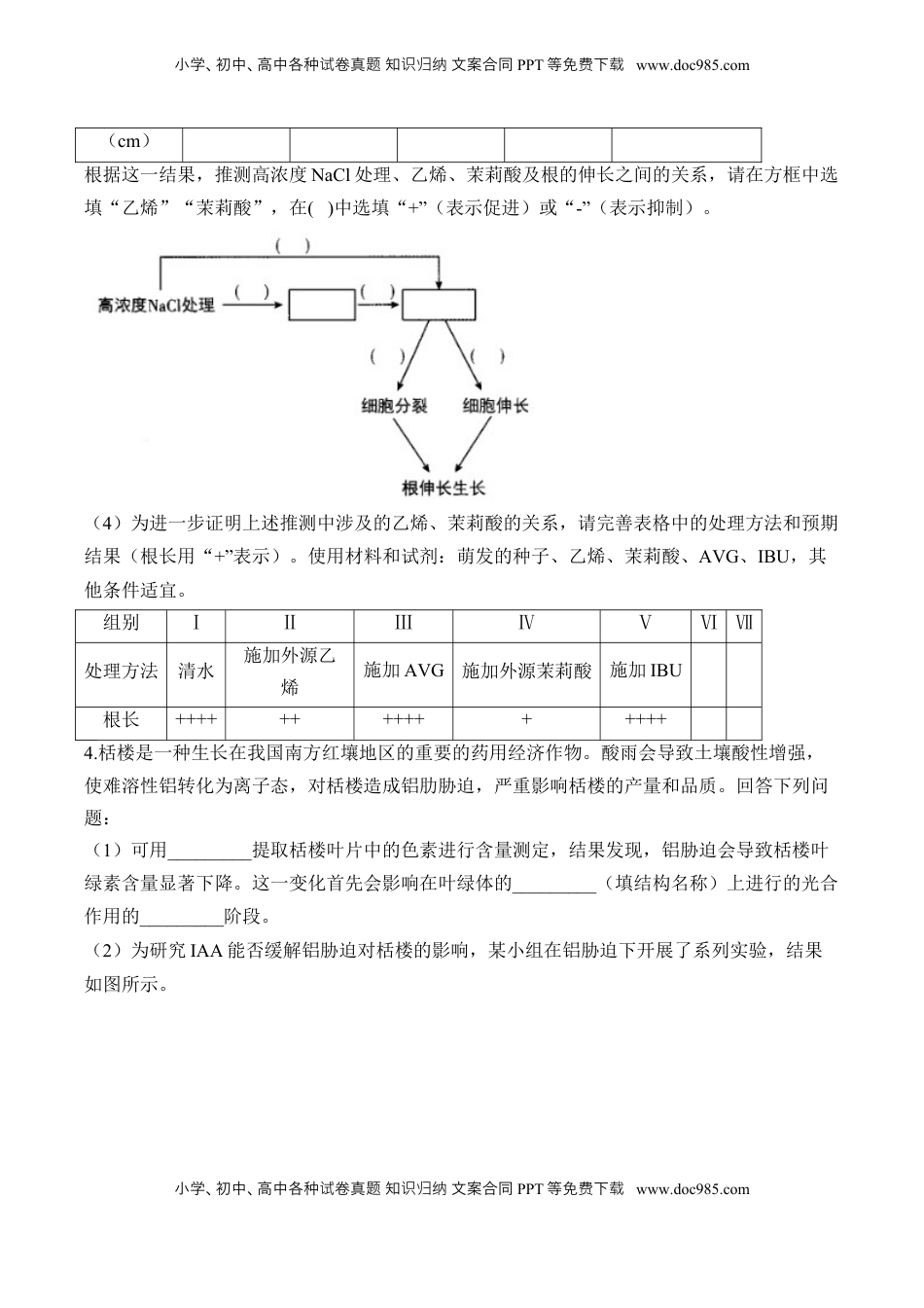 高考生物复习  专题10 植物生命活动的调节（非选择题）——2025届高考生物学模块分练【新高考版】（含解析）.docx