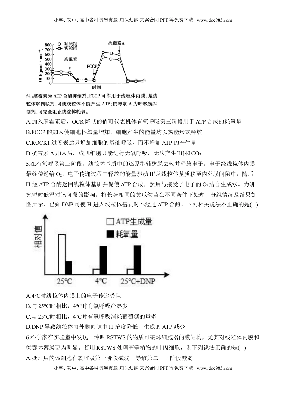 高考生物复习  专题3 细胞代谢（选择题）——2025届高考生物学模块分练【新高考版】（含解析）.docx