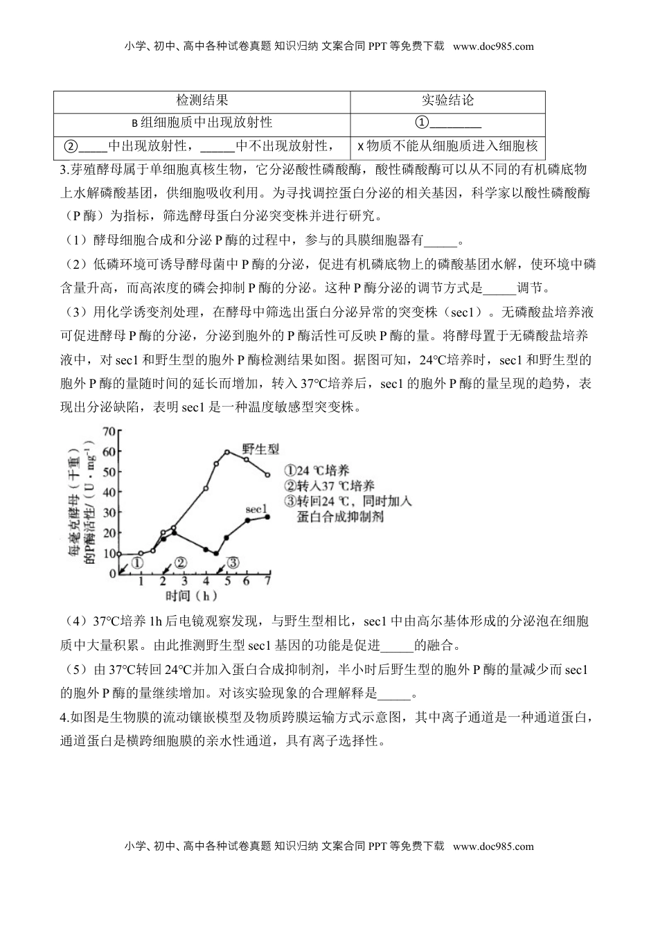 高考生物复习  专题2 细胞的结构与物质运输（非选择题）——2025届高考生物学模块分练【新高考版】（含解析）.docx