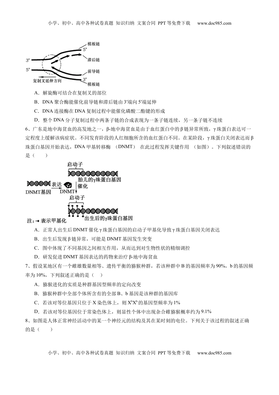 高考生物复习  信息必刷卷05（江苏专用）（原卷版）.docx