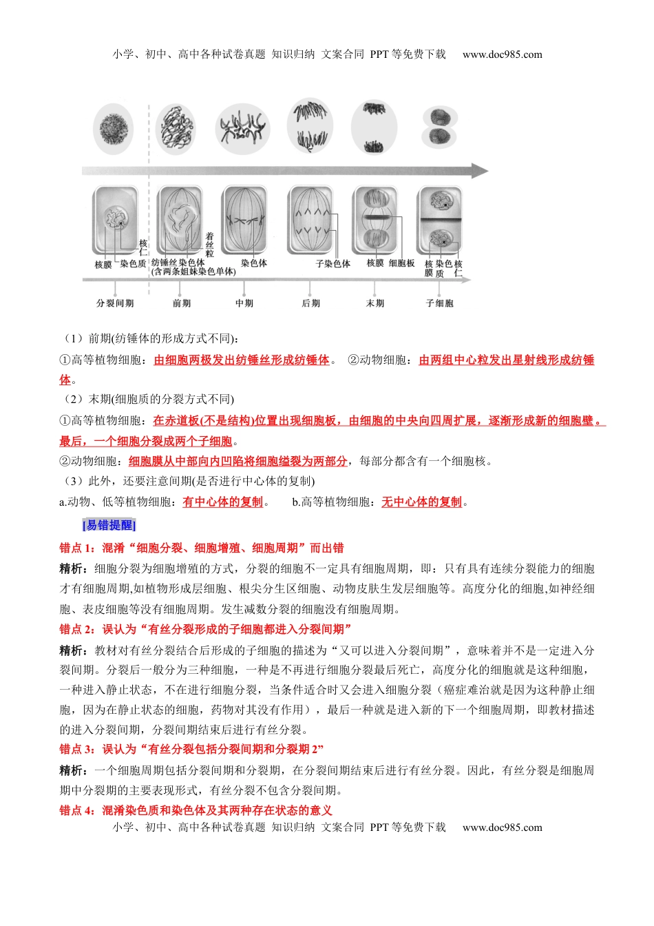 高考生物复习  第6章 细胞的生命历程（背诵版）.docx