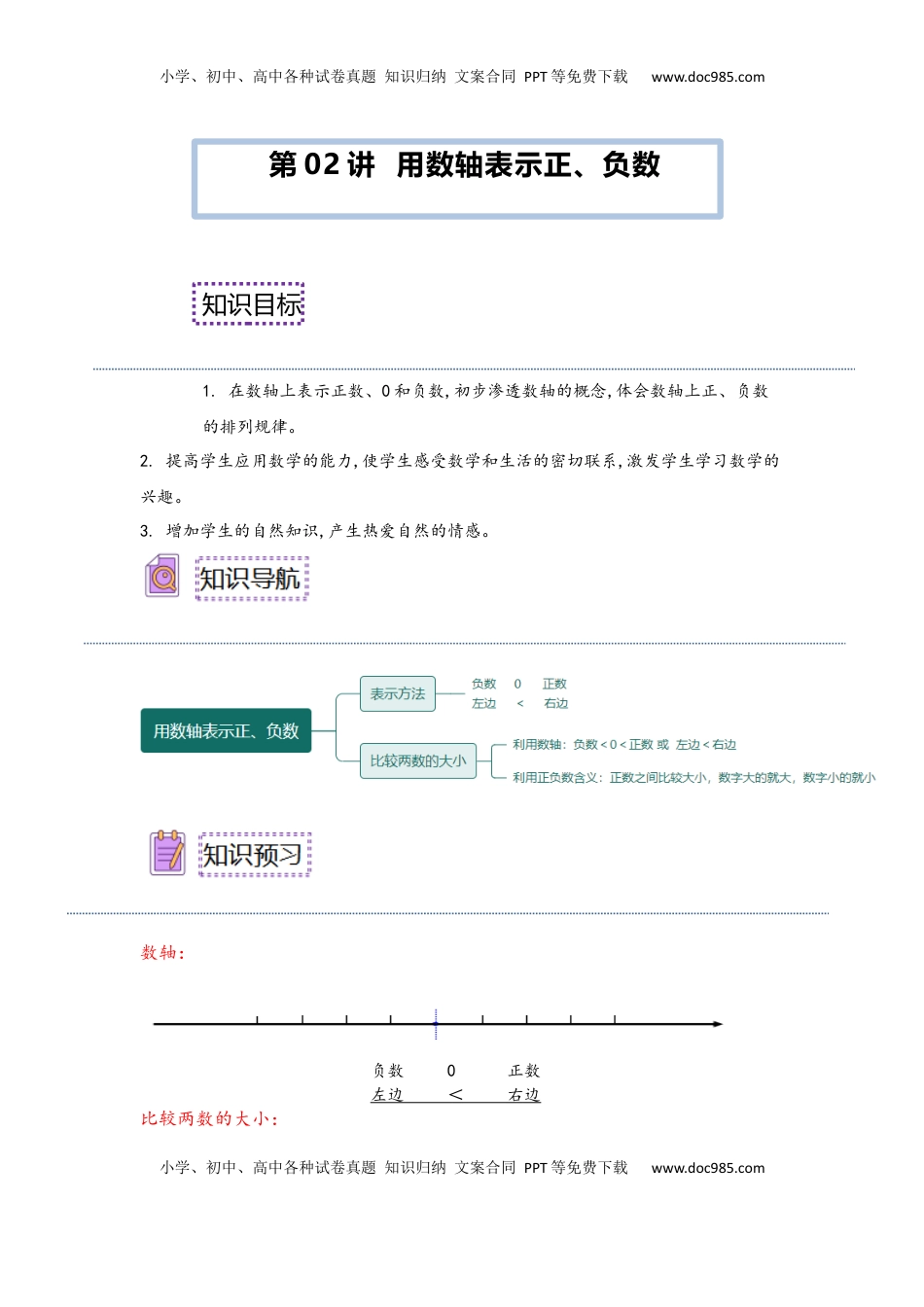 2026  6年级数学寒假讲义（人教版）  下册预习第02讲 用数轴表示正、负数（教师版）六年级数学寒假精编预习讲义（人教版）.docx