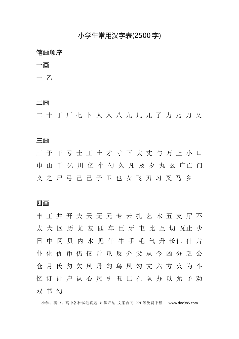 小学六年级语文下册小学生常用汉字表2500字.docx