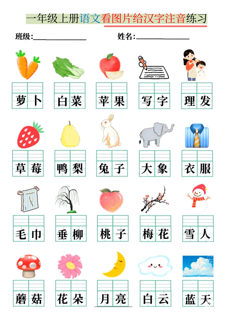 一年级上册语文看图写拼音练习(2) (1).pdf