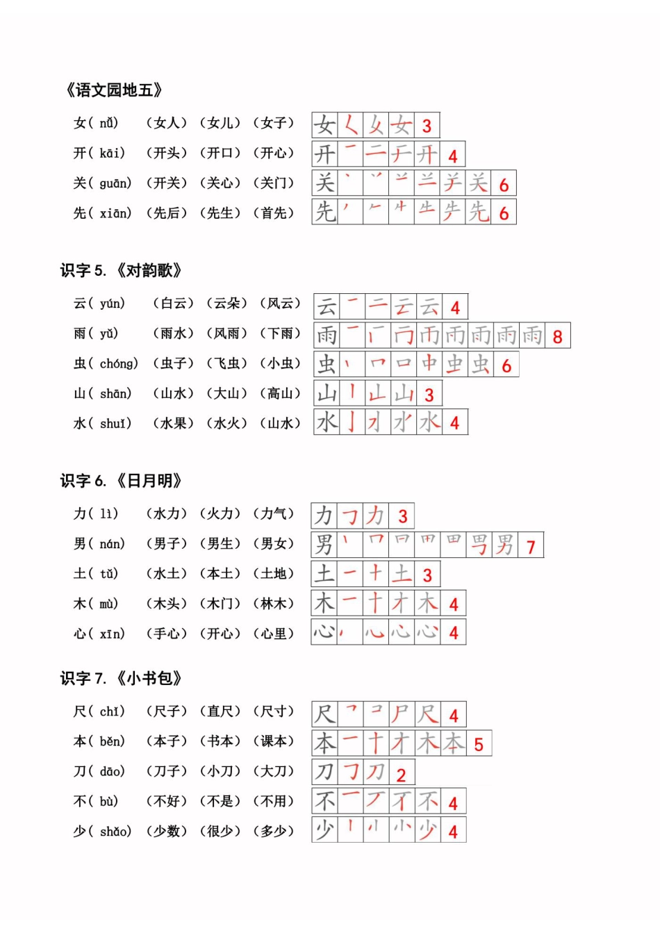 24秋新版一上语文课课贴（.pdf