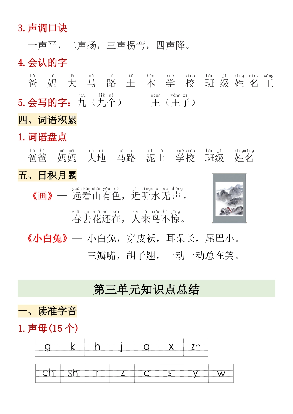 一年级上册语文期中高频考点(1).pdf