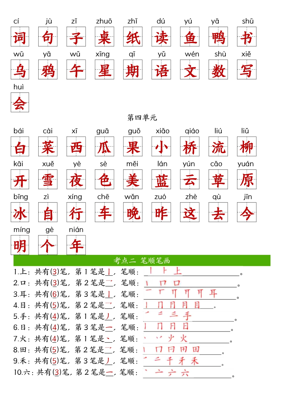 一年级上册语文期中六大考点专项训练(1).pdf