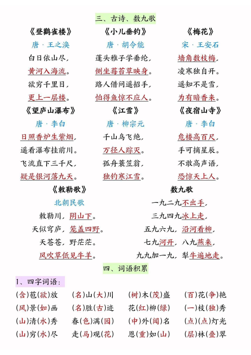 二年级上册语文预复习高频考点(1).pdf