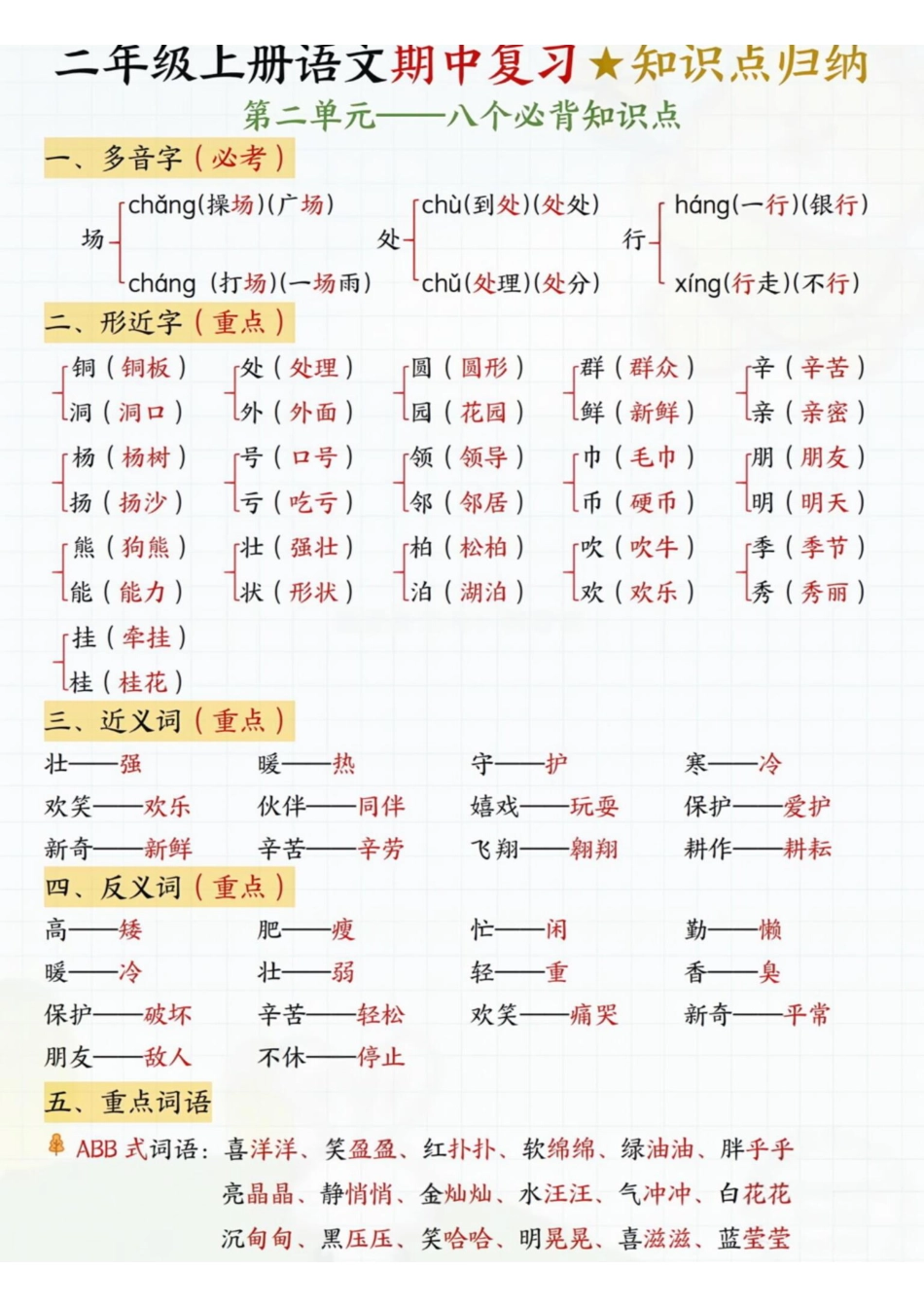 二年级上册语文期中知识点.pdf
