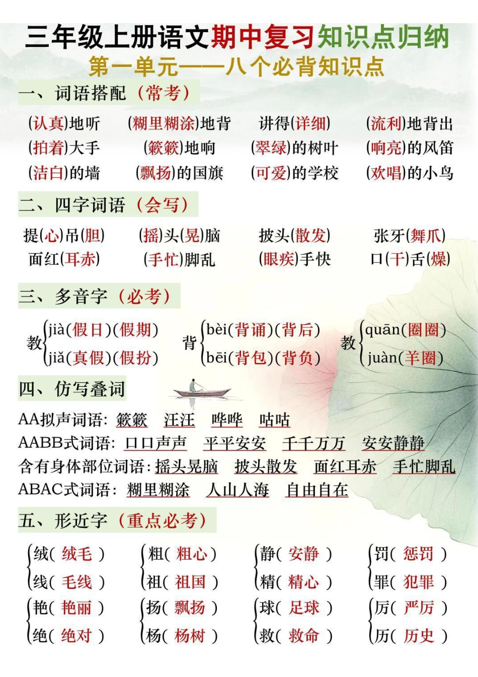 三年级语文上册期中复习知识点归纳.pdf