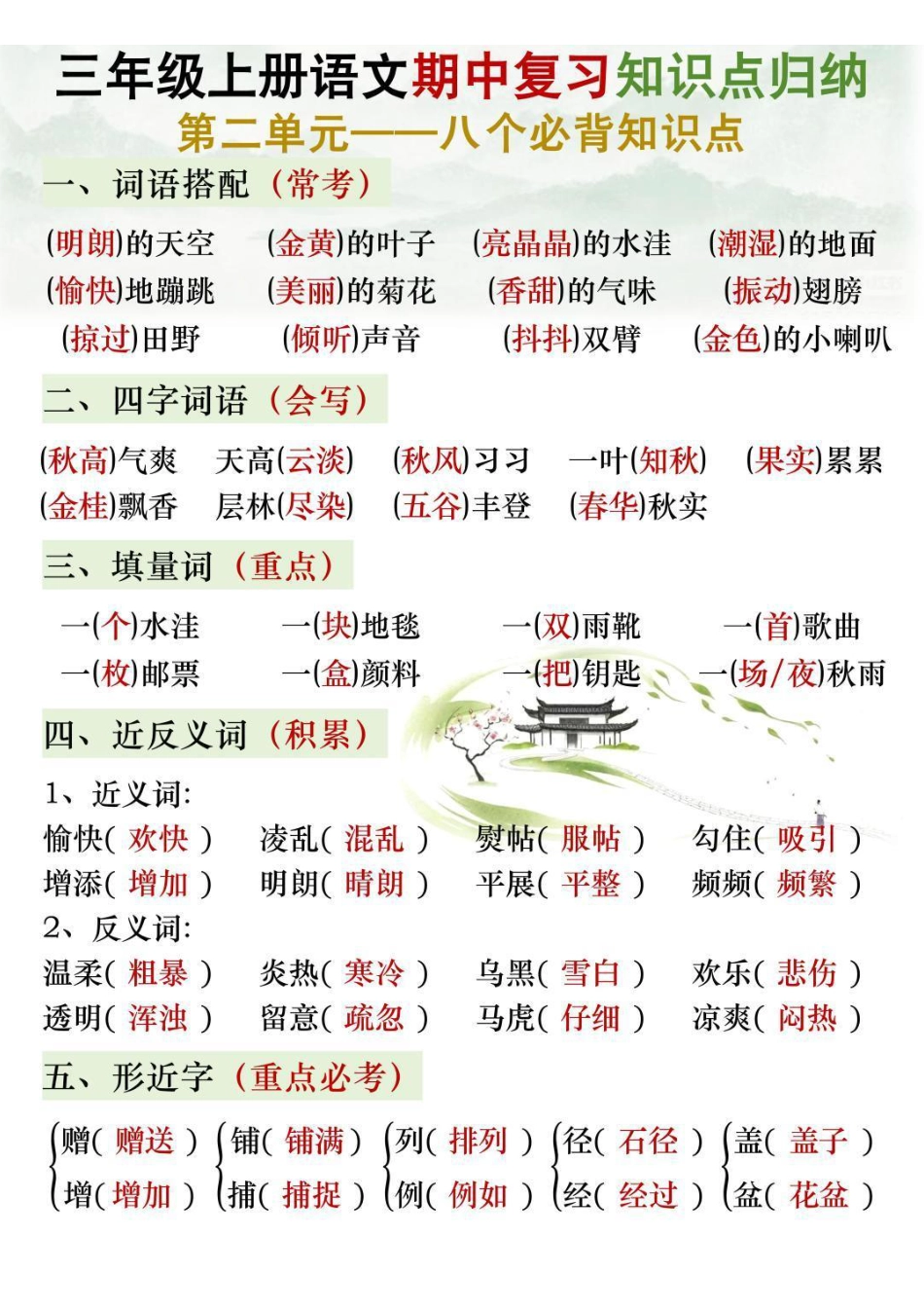 三年级语文上册期中复习知识点归纳.pdf