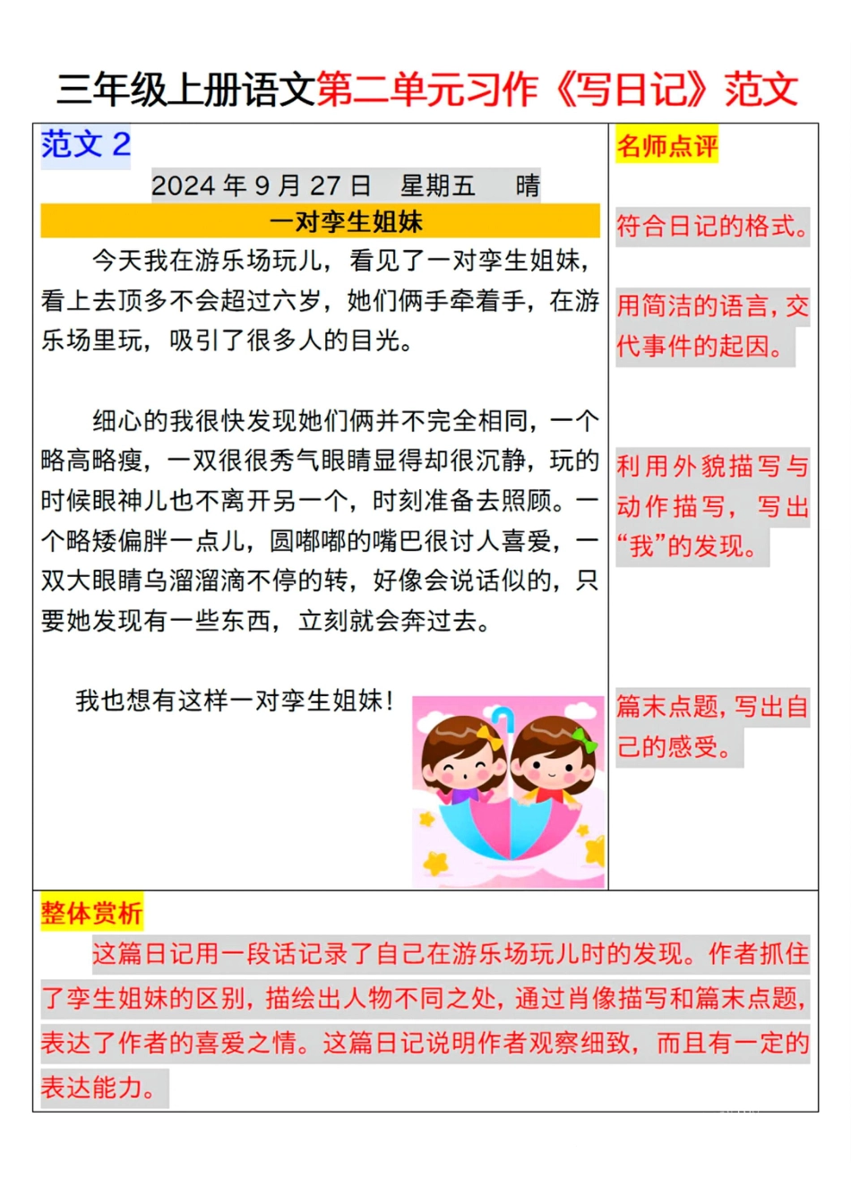 三年级上册语文第二单元习作《写日记》范文.pdf