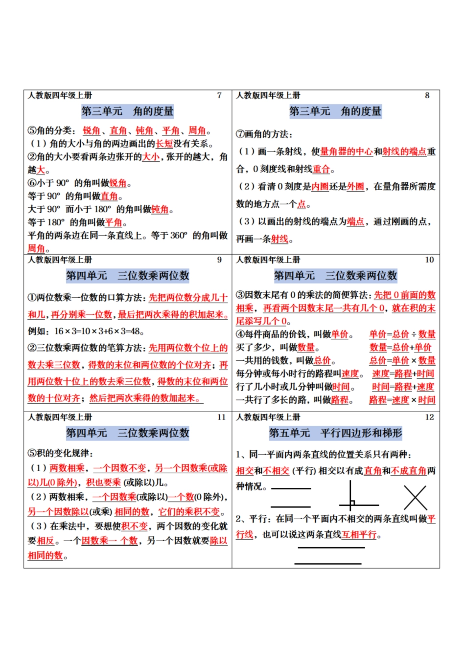 四年级上册数学课课贴会员版版_00(1).pdf
