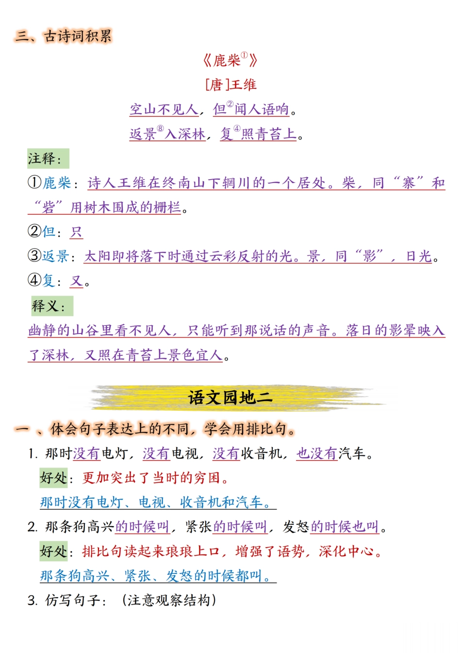 四年级上册语文园地1-8单元考点汇总(1).pdf