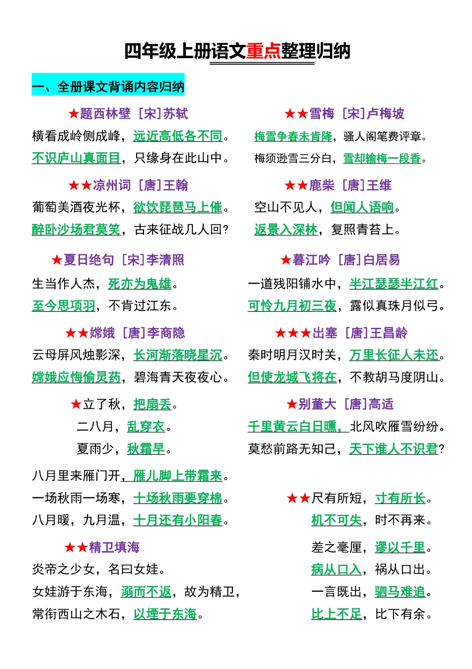 24秋【四上】语文必背汇总_满分资料专属.pdf