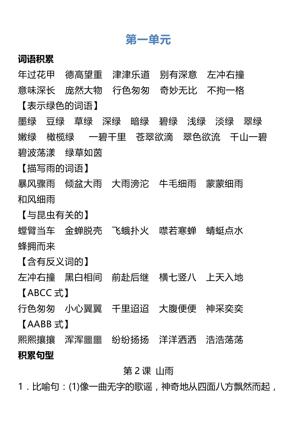 6年级语文上册词语归类积累 课文佳句汇总(1).pdf